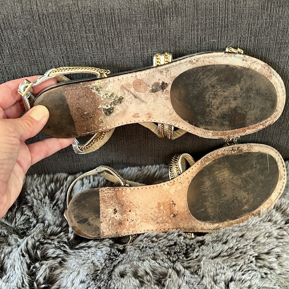 Jimmy Choo Metallic Gold Sandals - Picture 12 of 16